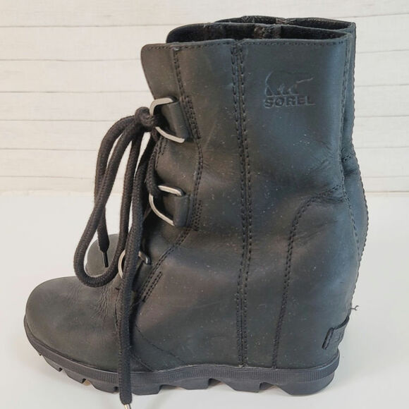 Sorel Joan of Arctic Wedge II in Black Leather, sz 6.5 - Picture 6 of 16